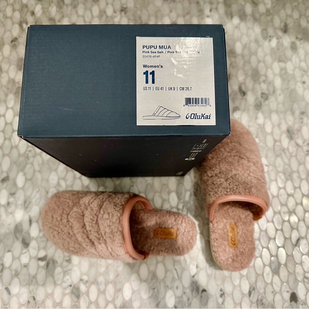 OluKai Women's Plush Shearling Slide Slippers - Pink Sea Salt - Picture 4 of 7